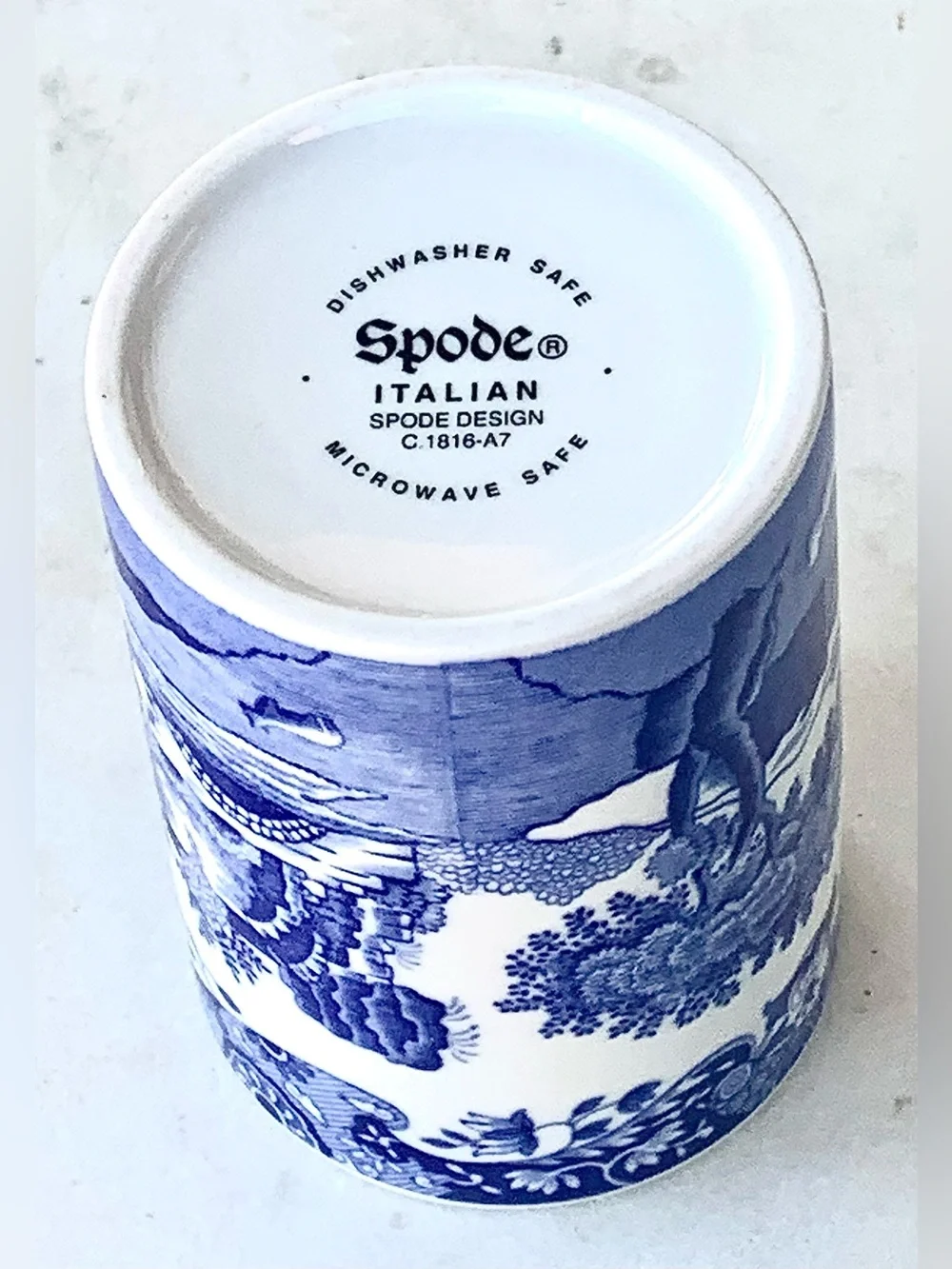 SPODE BLUE ITALIAN  Blue and White 'Mixed Herbs' Ceramic Spice Jar with Lid 4IN